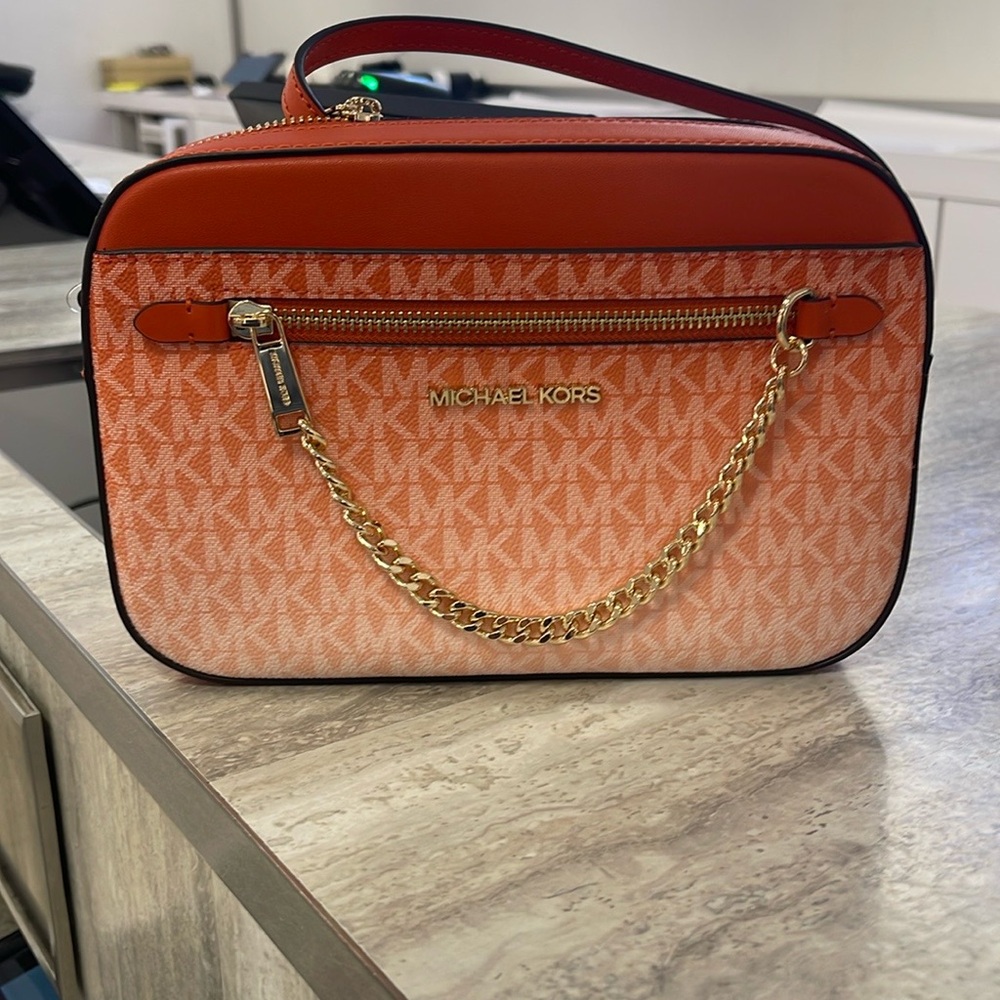 MICHAEL KORS Jet Set Large Ombré Signature Logo Crossbody EW ZP CHAIN XBDY Bag - Picture 11 of 16